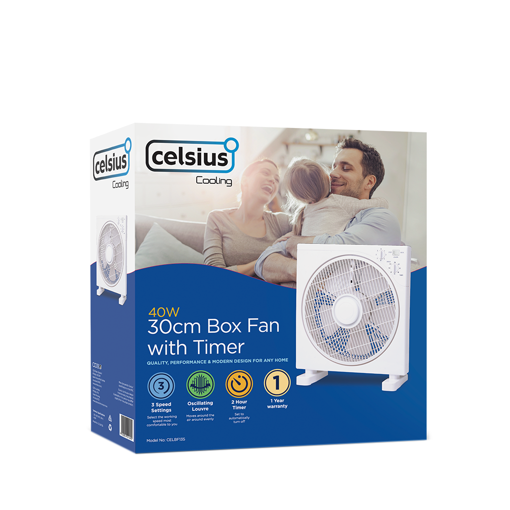 30cm Box Fan with Timer- CELBF135